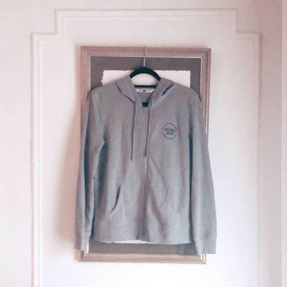 Victoria’s Secret Light Grey Zip Up Hoodie NWOT
